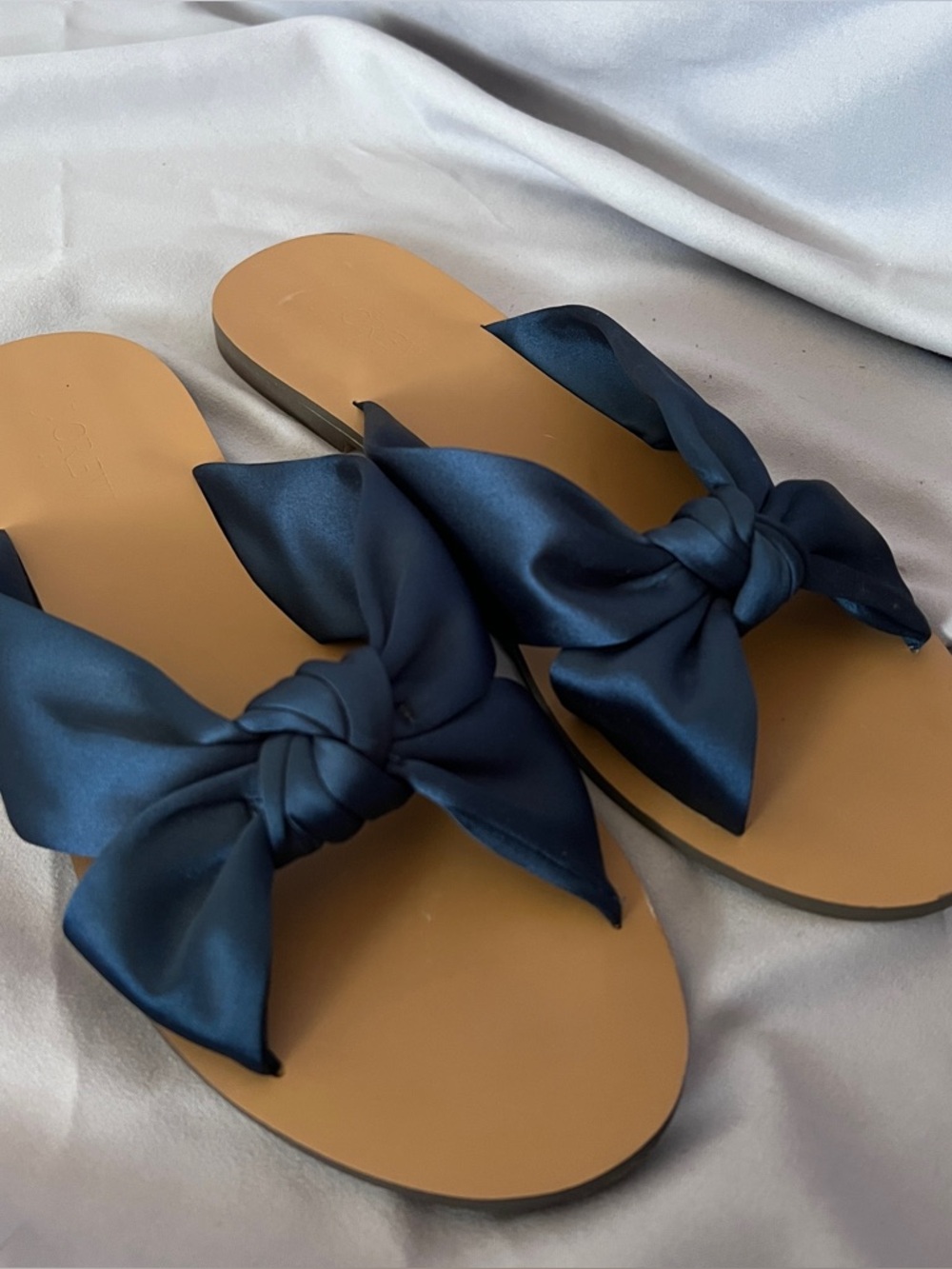 J Crew blue satin knot slide sandals | size 8 - Picture 2 of 3